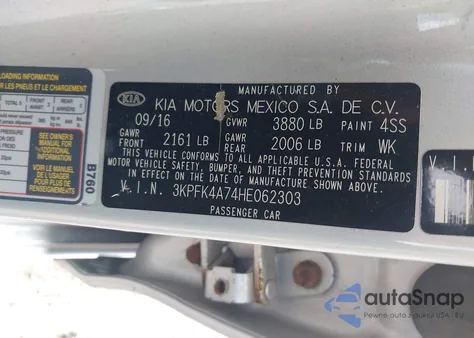 2017 Kia Forte Lx из США, поврежденный, VIN 3KPFK4A74HE062303